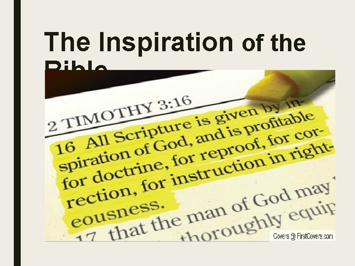 The Inspiration of the Bible 