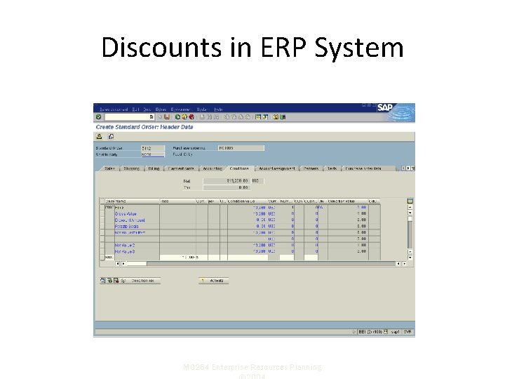 Discounts in ERP System Sold-to party P. O. Number Required Delivery Date Material Order