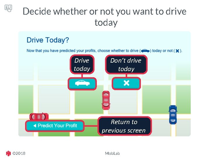 Decide whether or not you want to drive today Don’t drive today Return to