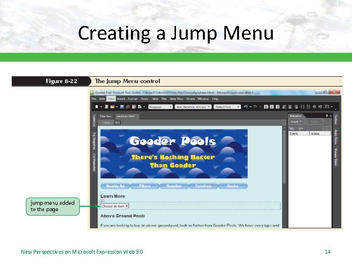Creating a Jump Menu New Perspectives on Microsoft Expression Web 3. 0 14 Creating a Jump Menu New Perspectives on Microsoft Expression Web 3. 0 14