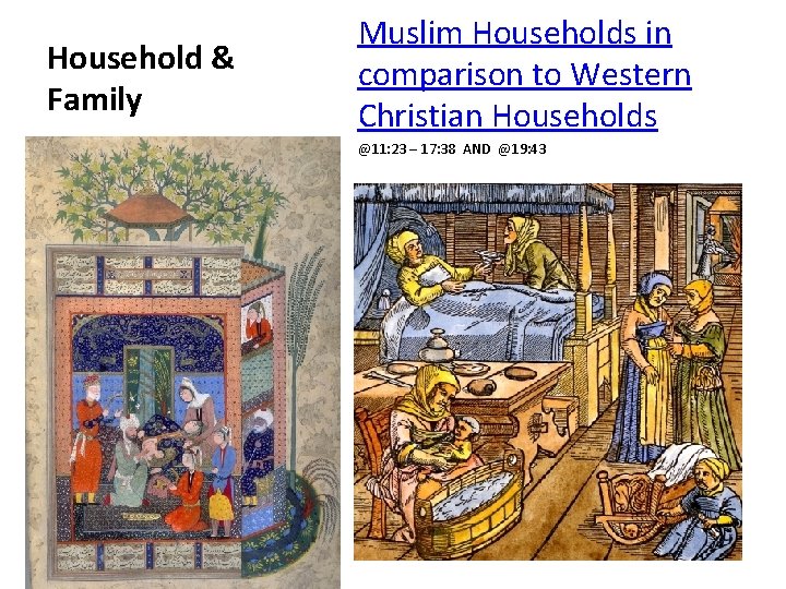 Household & Family Muslim Households in comparison to Western Christian Households @11: 23 –
