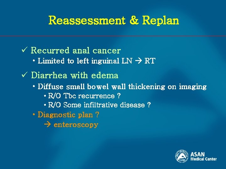 Reassessment & Replan ü Recurred anal cancer • Limited to left inguinal LN RT