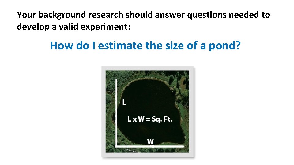 Your background research should answer questions needed to develop a valid experiment: How do