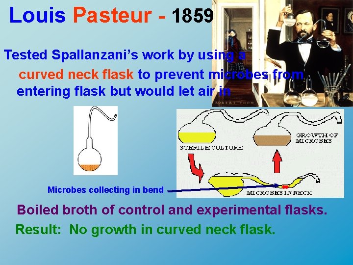 Louis Pasteur - 1859 Tested Spallanzani’s work by using a curved neck flask to