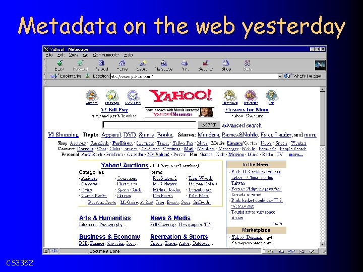 Metadata on the web yesterday CS 3352 