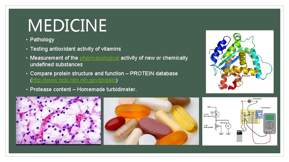 MEDICINE • Pathology • Testing antioxidant activity of vitamins • Measurement of the pharmacological