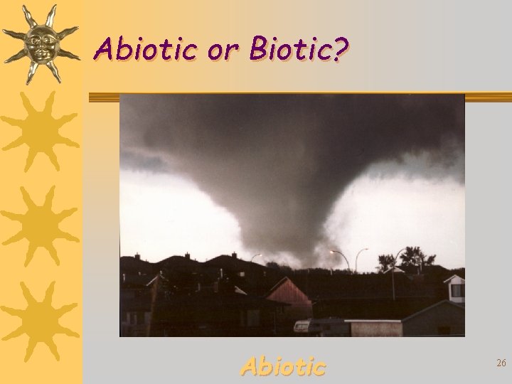 Abiotic or Biotic? Abiotic 26 