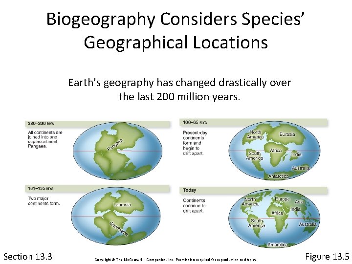 Biogeography Considers Species’ Geographical Locations Earth’s geography has changed drastically over the last 200