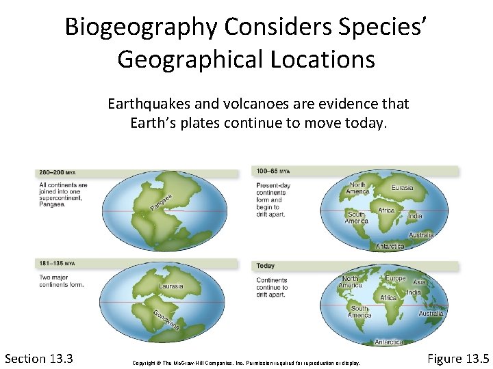 Biogeography Considers Species’ Geographical Locations Earthquakes and volcanoes are evidence that Earth’s plates continue