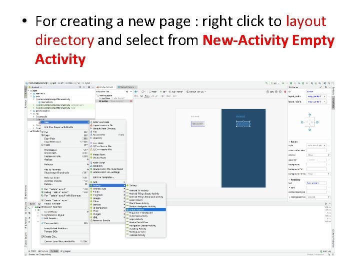  • For creating a new page : right click to layout directory and