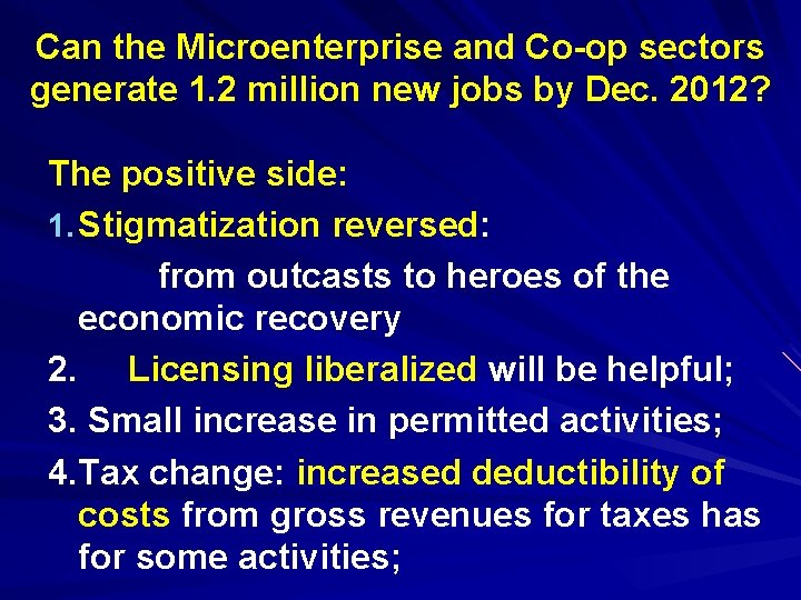 Can the Microenterprise and Co-op sectors generate 1. 2 million new jobs by Dec.