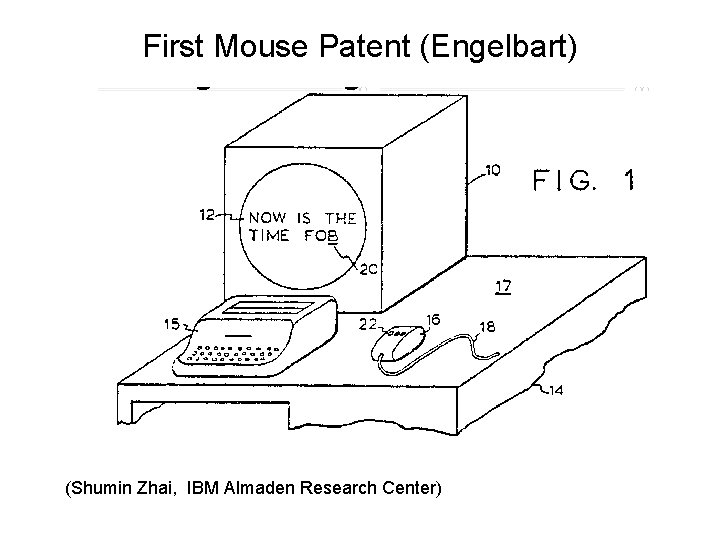 First Mouse Patent (Engelbart) (Shumin Zhai, IBM Almaden Research Center) 