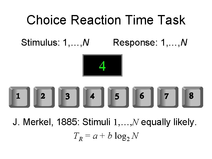 Choice Reaction Time Task Stimulus: 1, …, N Response: 1, …, N 4 1