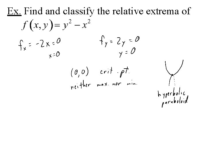 Ex. Find and classify the relative extrema of 