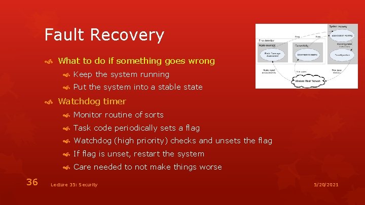 Fault Recovery What to do if something goes wrong Keep the system running Put
