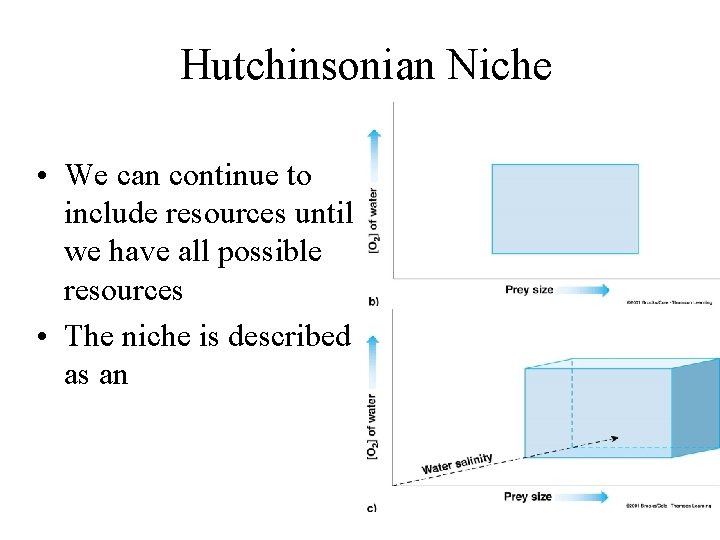 Hutchinsonian Niche • We can continue to include resources until we have all possible