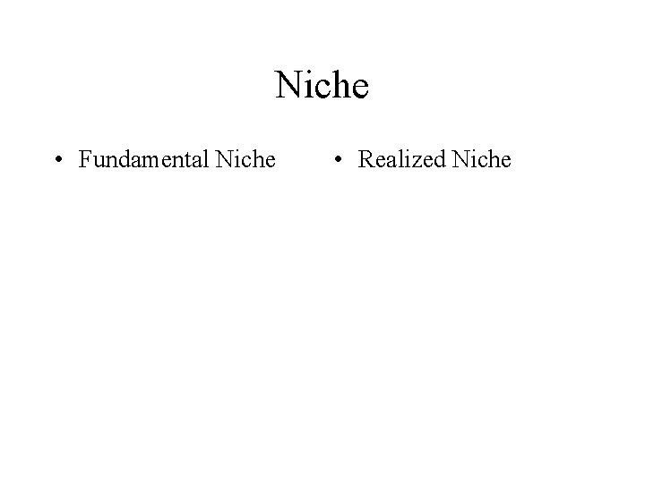 Niche • Fundamental Niche • Realized Niche 