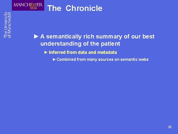 The Chronicle ► A semantically rich summary of our best understanding of the patient