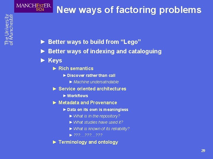 New ways of factoring problems ► Better ways to build from “Lego” ► Better