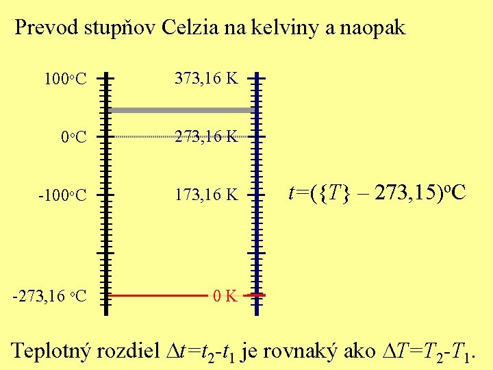Prevod stupňov Celzia na kelviny a naopak 100 o. C 373, 16 K 0