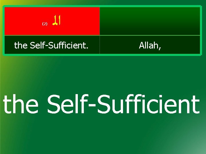 (2) ﺍﻟ the Self-Sufficient. Allah, the Self-Sufficient 