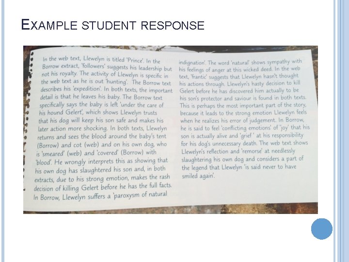 EXAMPLE STUDENT RESPONSE 