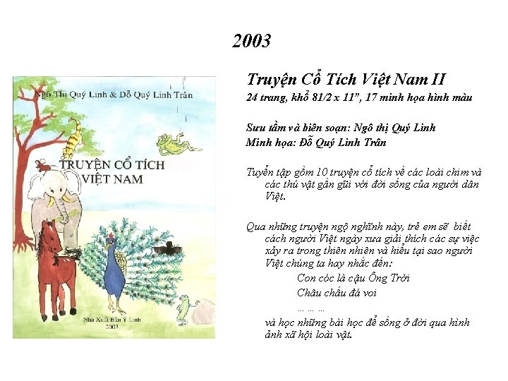 2003 Truyện Cổ Tích Việt Nam II 24 trang, khổ 81/2 x 11”, 17