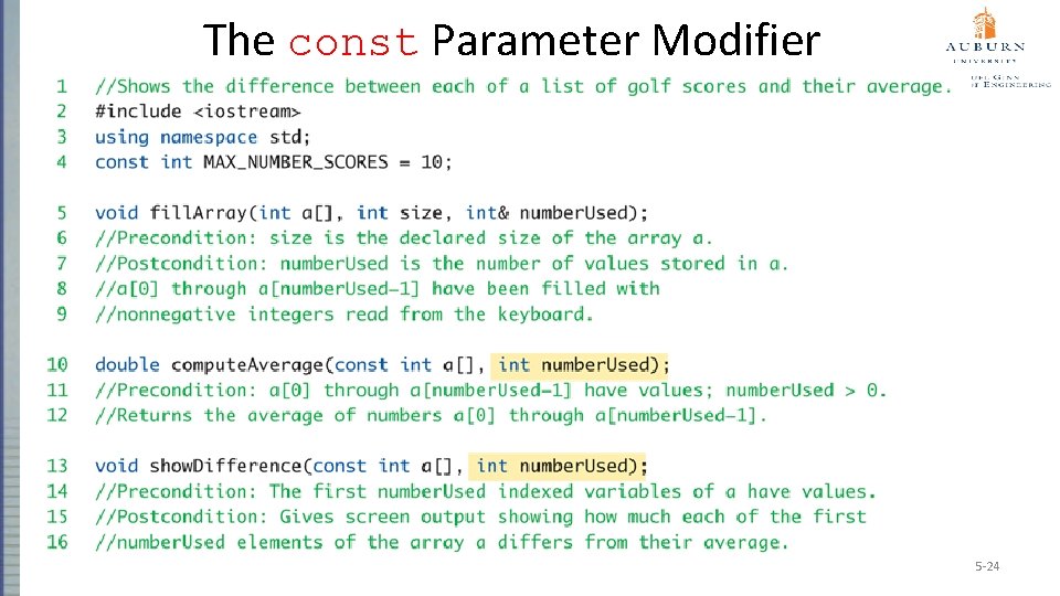 The const Parameter Modifier 5 -24 