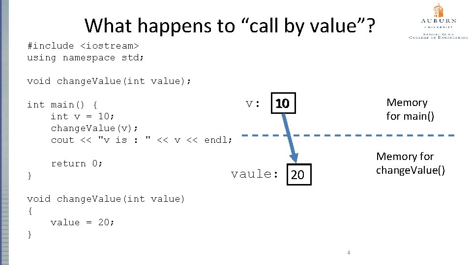 What happens to “call by value”? #include <iostream> using namespace std; void change. Value(int