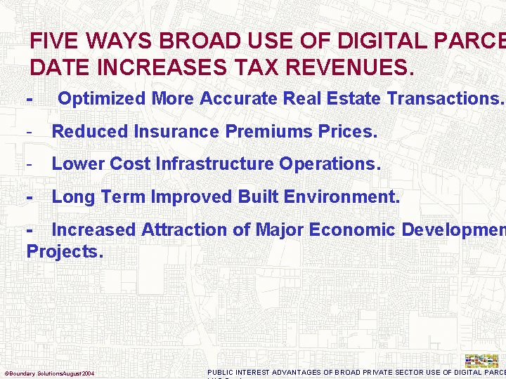 FIVE WAYS BROAD USE OF DIGITAL PARCE DATE INCREASES TAX REVENUES. - Optimized More