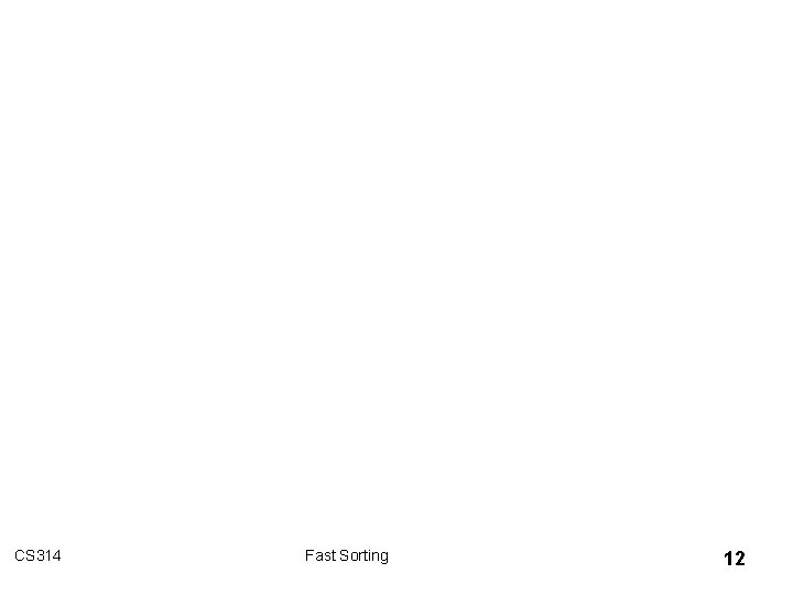 CS 314 Fast Sorting 12 
