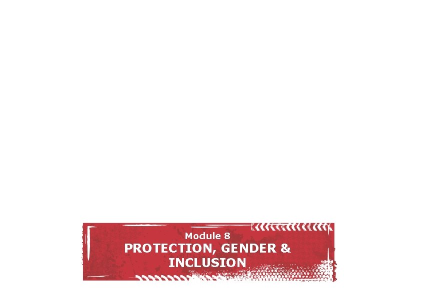 Module 8 PROTECTION, GENDER & INCLUSION 