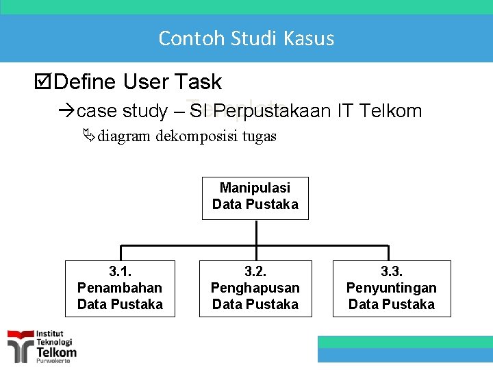 Contoh Studi Kasus þDefine User Task àcase study – Template SI Perpustakaan IT Telkom