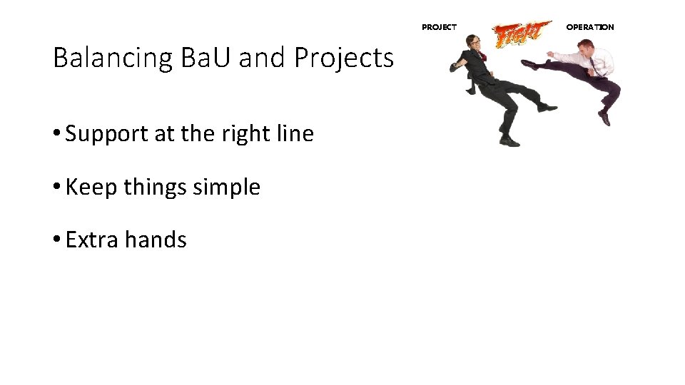 PROJECT Balancing Ba. U and Projects • Support at the right line • Keep