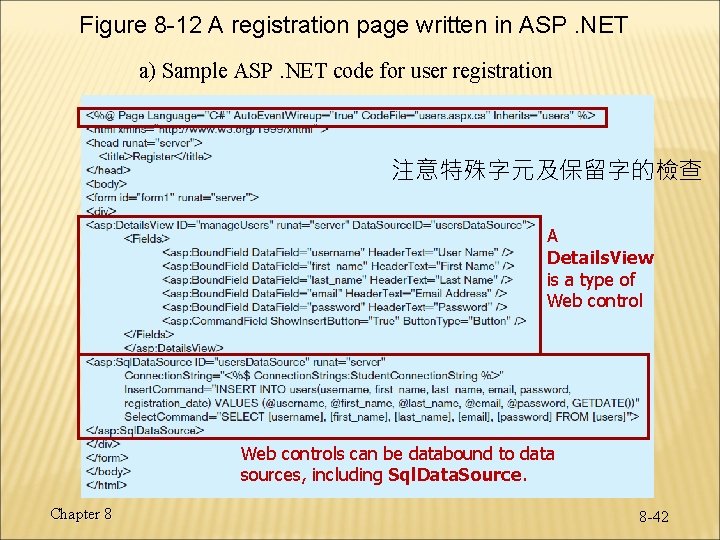 Figure 8 -12 A registration page written in ASP. NET a) Sample ASP. NET