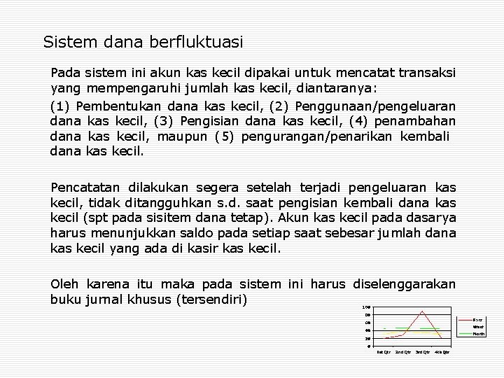 Sistem dana berfluktuasi Pada sistem ini akun kas kecil dipakai untuk mencatat transaksi yang