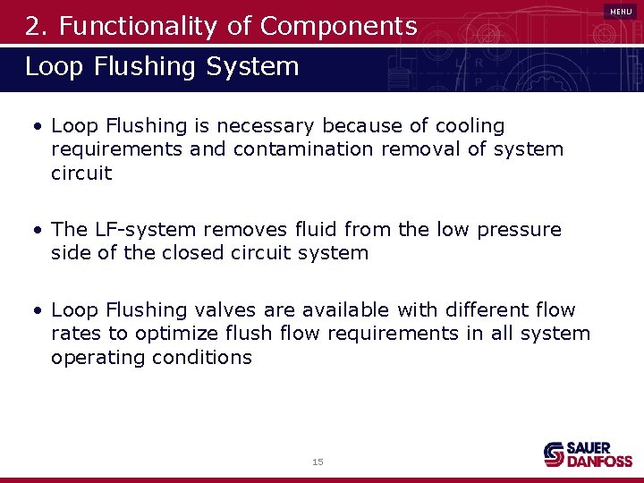 2. Functionality of Components Loop Flushing System • Loop Flushing is necessary because of