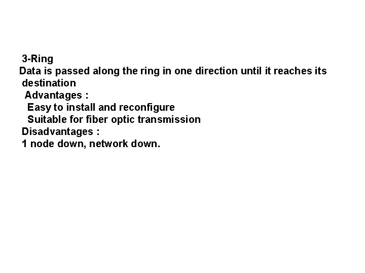3 -Ring Data is passed along the ring in one direction until it reaches