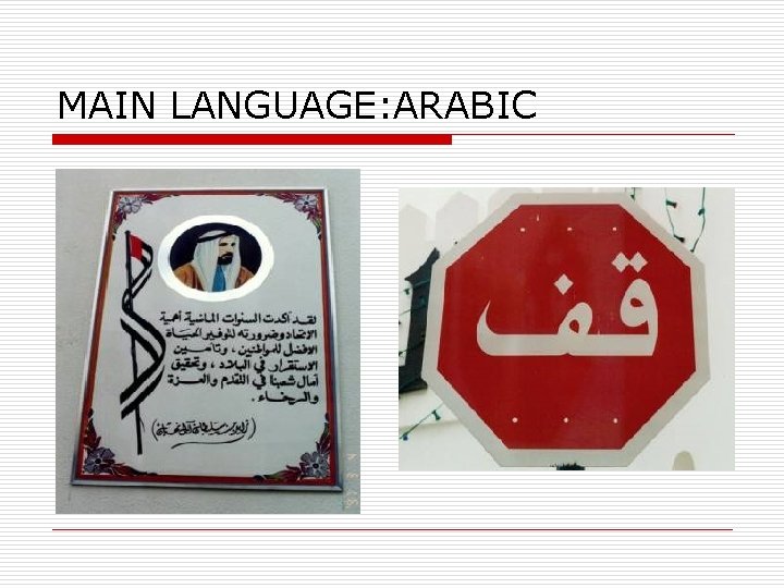 MAIN LANGUAGE: ARABIC 