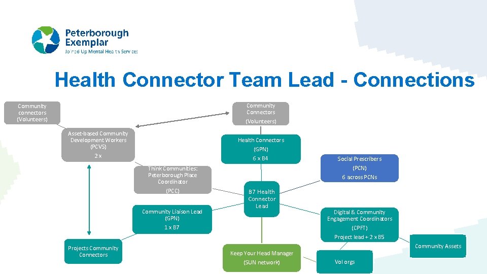 Health Connector Team Lead - Connections Community Connectors Community connectors (Volunteers) Asset-based Community Development