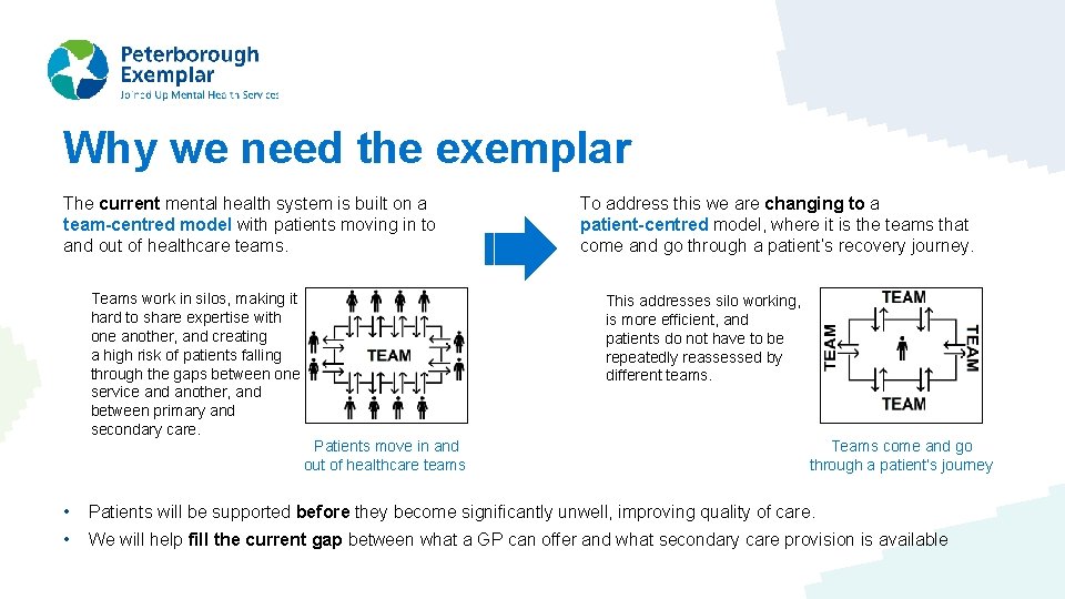 Why we need the exemplar The current mental health system is built on a