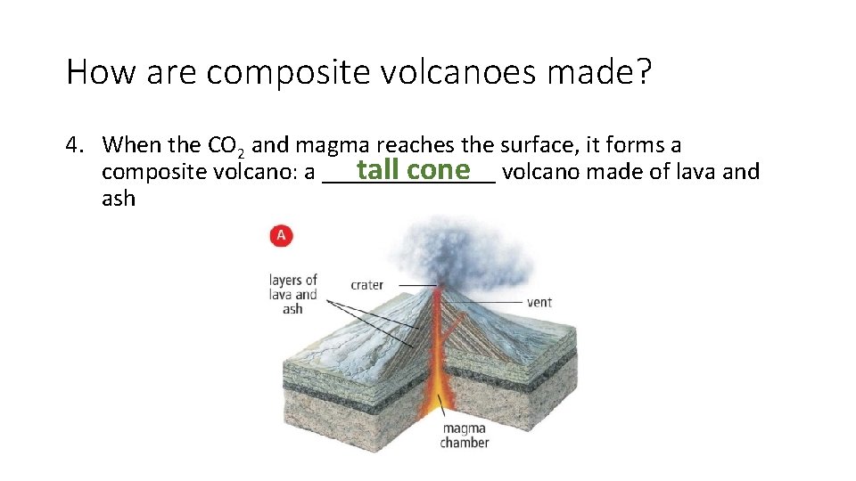 How are composite volcanoes made? 4. When the CO 2 and magma reaches the
