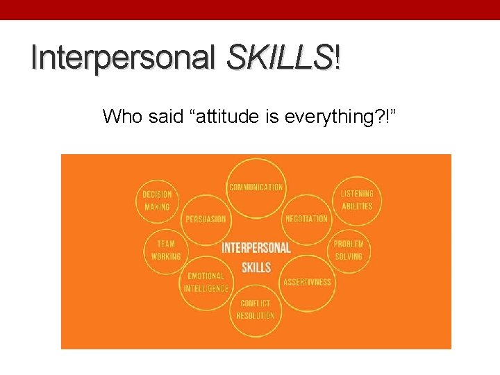 Interpersonal SKILLS! Who said “attitude is everything? !” 