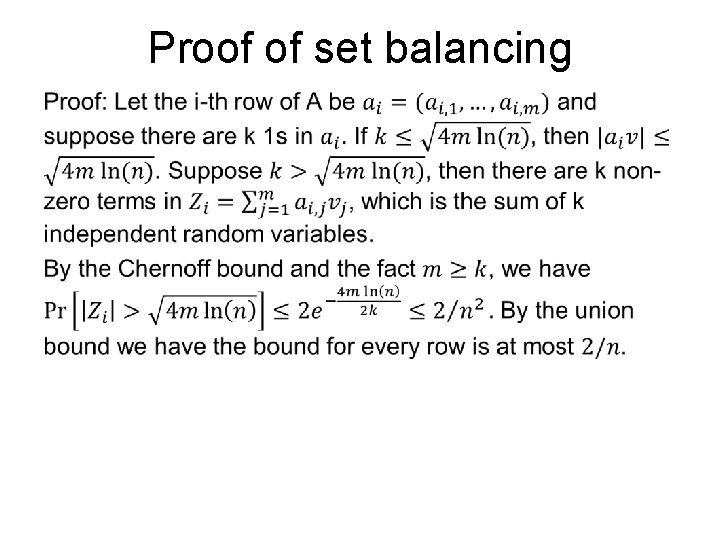 Proof of set balancing • 