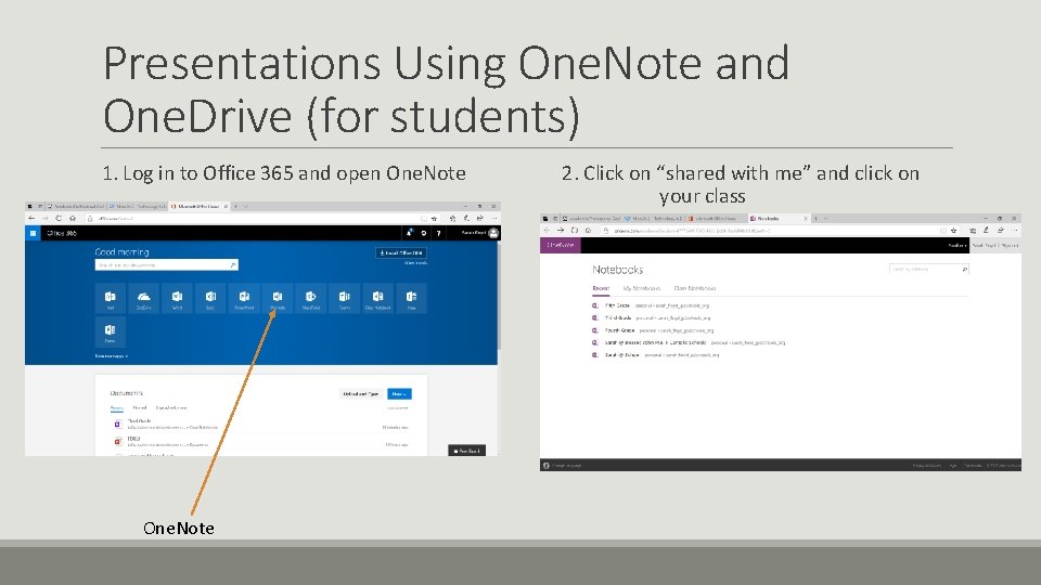 Presentations Using One. Note and One. Drive (for students) 1. Log in to Office