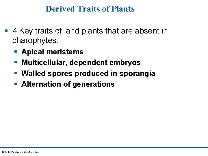 Derived Traits of Plants § 4 Key traits of land plants that are absent