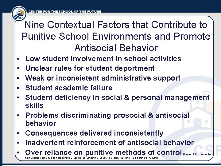 Nine Contextual Factors that Contribute to Punitive School Environments and Promote Antisocial Behavior •