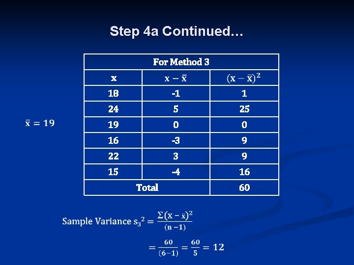 Step 4 a Continued… For Method 3 x 18 -1 1 24 5 25