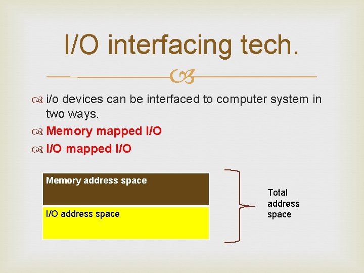 I/O interfacing tech. i/o devices can be interfaced to computer system in two ways.