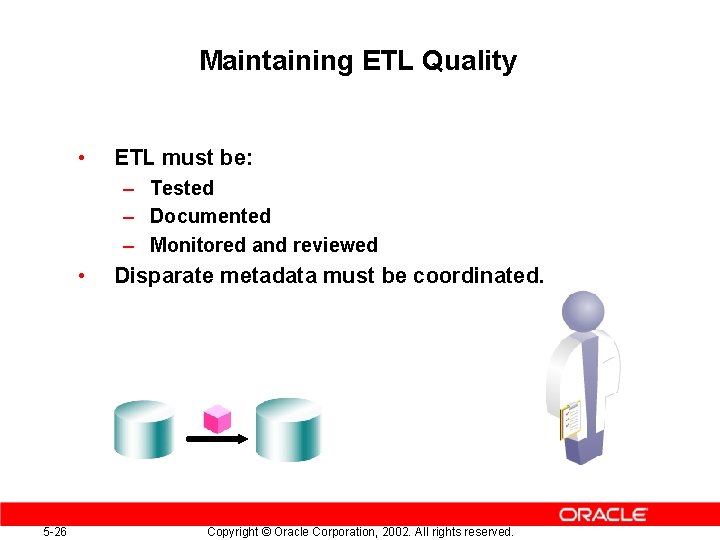 Maintaining ETL Quality • ETL must be: – Tested – Documented – Monitored and